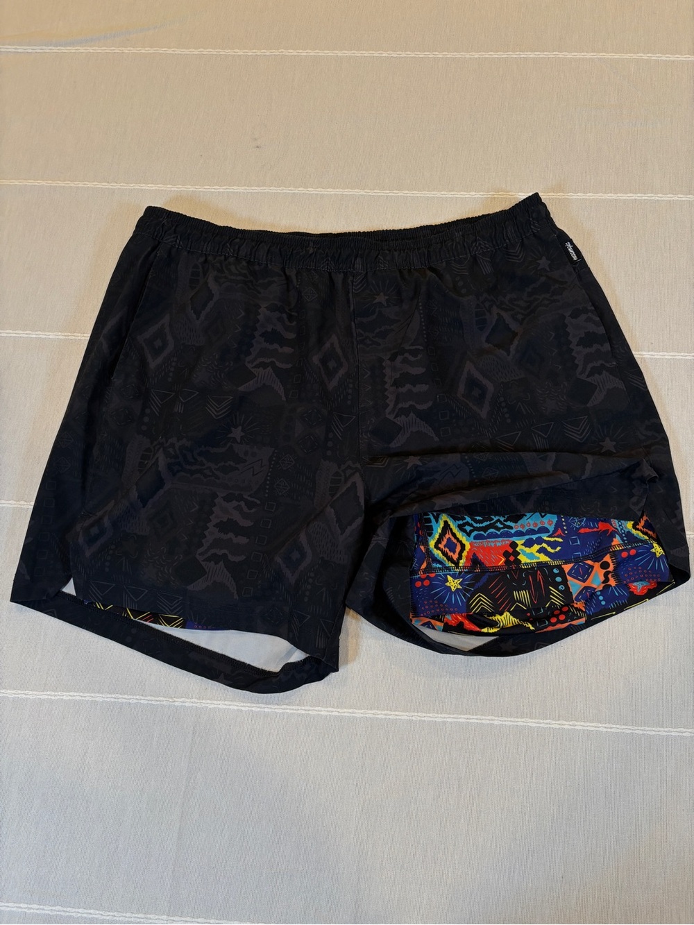 Mokuyobi Black Tribal Print Swim Shorts Colorful Liner Athletic shorts
